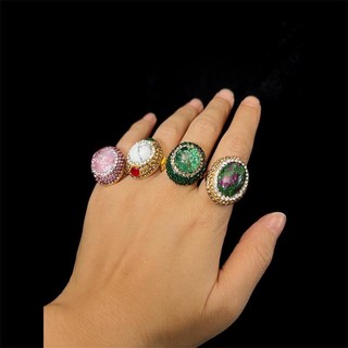 1 Chiếc Nhẫn Mở Kính Đá Tự Nhiên, Nhẫn Phong Cách Cao Cấp Và Đa Năng Retro Pháp