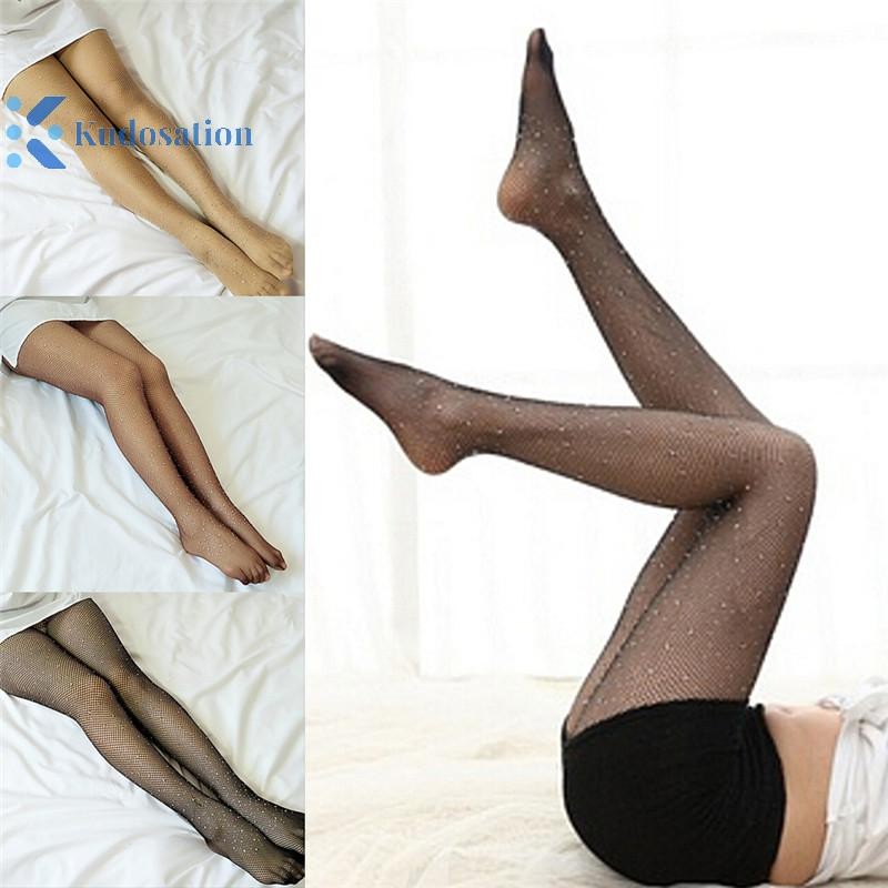 Kudosation Phụ Nữ Mới Pha Lê Kim Cương Giả Fishnet Lưới Tất Tất Vớ Quần