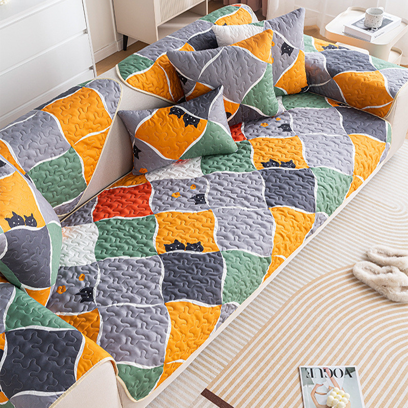 Vỏ Bọc Đệm Ghế Sofa Dài Mềm Mại Chống Trượt Thông Dụng Họa Tiết Hoạt Hình Sử Dụng Được Cả Bốn Mùa