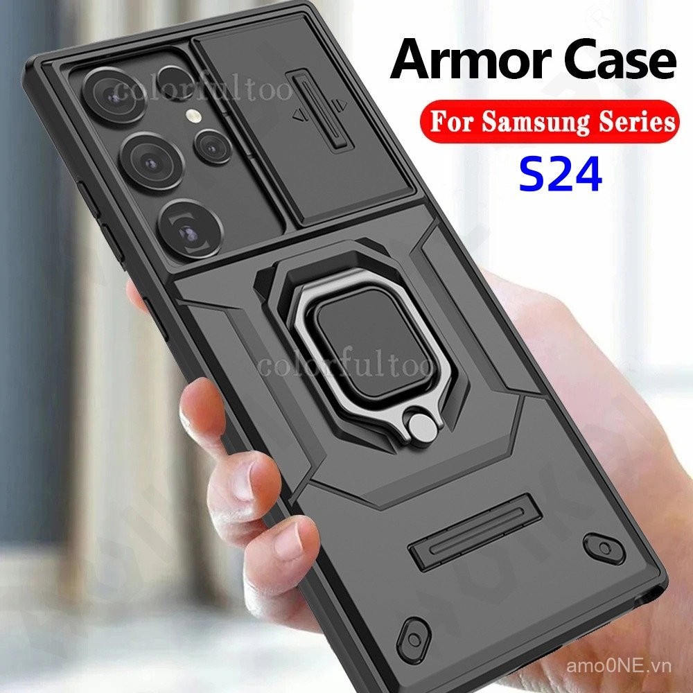 Ốp lưng chống sốc cho Samsung Galaxy S25 S24 Ultra Plus S24+ S25Ultra 5G, bảo vệ camera bằng PC cứng, chống rơi, có giá đỡ, nắp lưng