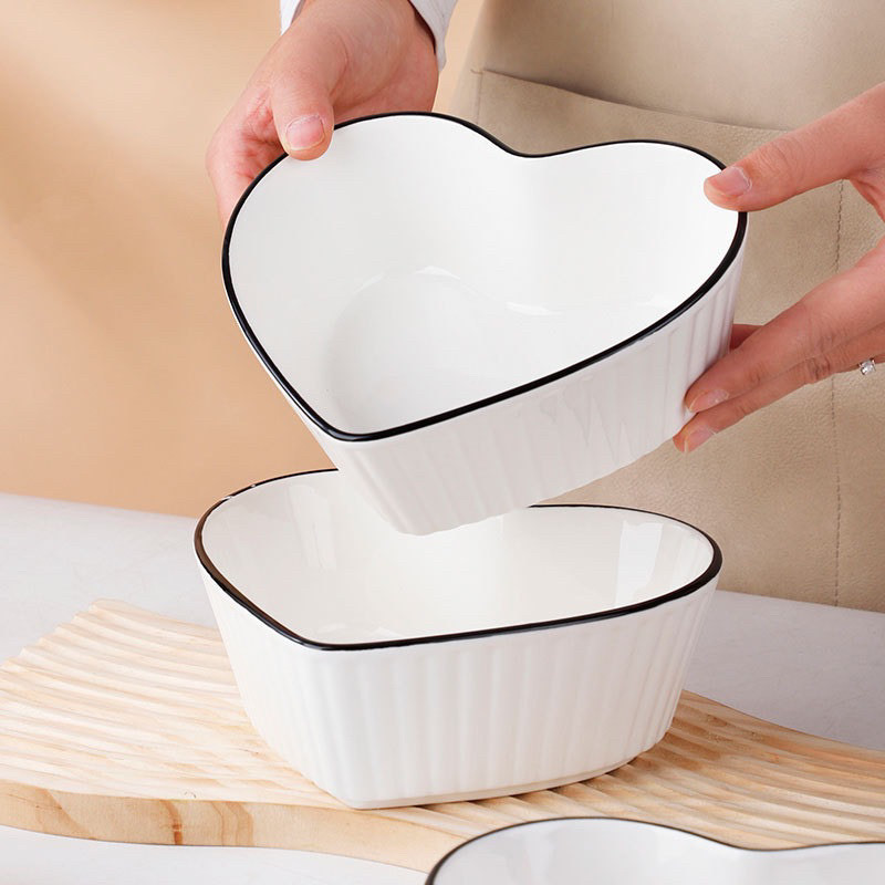 Đĩa vuông ngăn chấm sứ trắng viền đen và nhiều mẫu chọn, Khay đựng đồ ăn có ngăn chấm