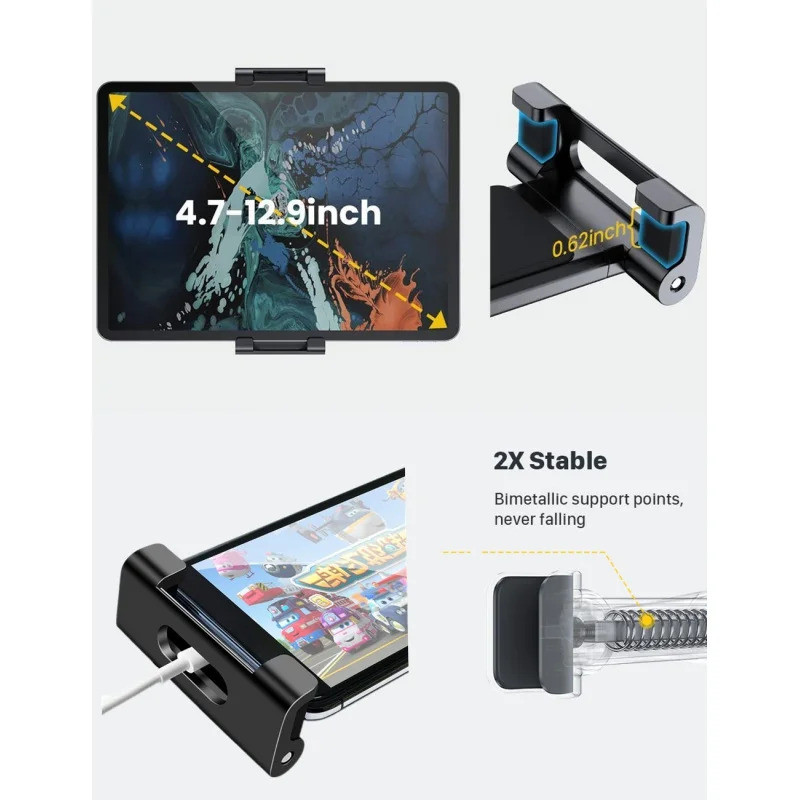 Đa Năng Ghế Sau Ô Tô Tựa Đầu Gắn Giá Đỡ Cho Máy Tính Bảng 4 7 Đến 13 Inch iPad Pro 12.9 Inch Điện Thoại Thông Minh Đa Góc Có Thể Điều Chỉnh Trẻ Em Giải Trí Du Lịch Phụ Kiện