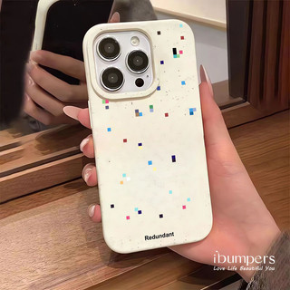 ibumpers Ốp Điện Thoại iPhone Họa Tiết Chấm Pixel Màu Đơn Giản Sang Trọng Cho IPhone 16 15 14 12 13 11 Pro Max IP 7 8 Plus X XS XR Ốp Lưng Ống Hút Lúa Mì Phân Hủy Thân Thiện Với Môi Trường