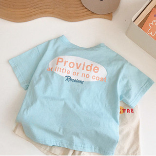 Áo thun ngắn tay trẻ em mùa hè mới bằng cotton cho bé trai và bé gái, phong cách Hàn Quốc, in chữ