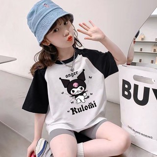 Áo thun tay Raglan lấy cảm hứng từ Hello Kitty 2025 cho bé gái Áo thun hoạt hình vui nhộn mùa hè