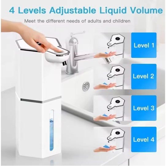 Không Khoan Xà Phòng Tự Động 360Ml 4 Cấp Chất Lỏng Tạo Bọt Xà Phòng Hộp Đựng Pin Dài Sạc Tự Động Xà Phòng