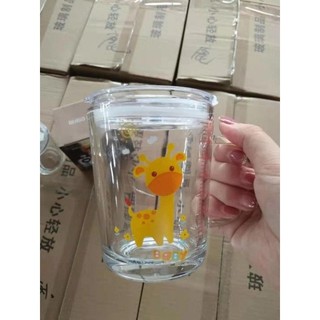 Cốc pha sữa thủy tinh chia vạch có nắp kèm ống hút silicon mềm an toàn cho bé