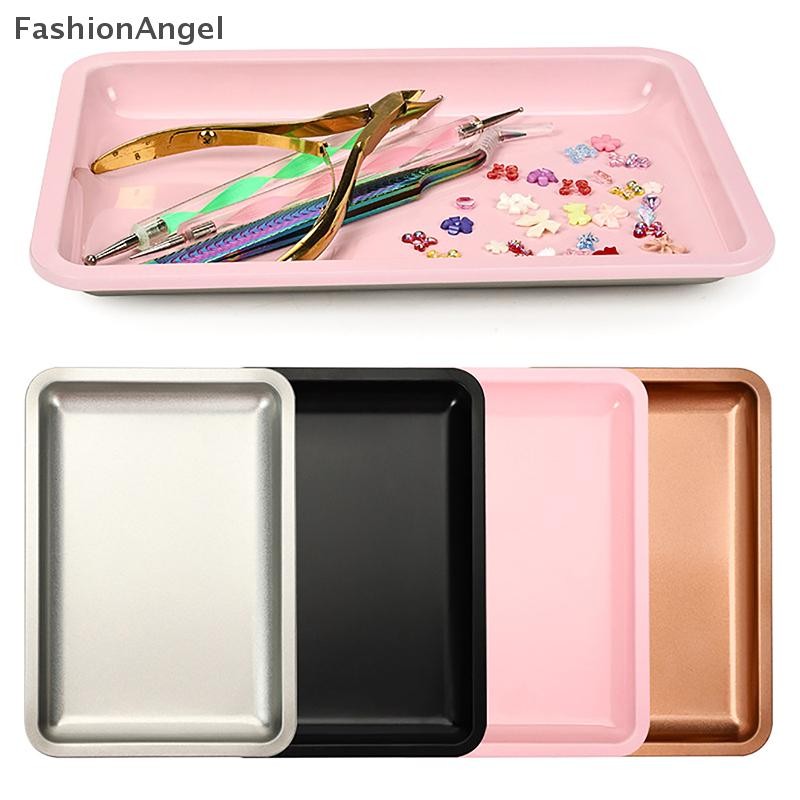 Fashionangel Thép không gỉ Khay đựng mỹ phẩm Khay đựng đồ trang sức Tấm bác sĩ Khay phẫu thuật Máy tính để bàn Dụng cụ lưu trữ kim loại Fack Nail Art Tray VN
