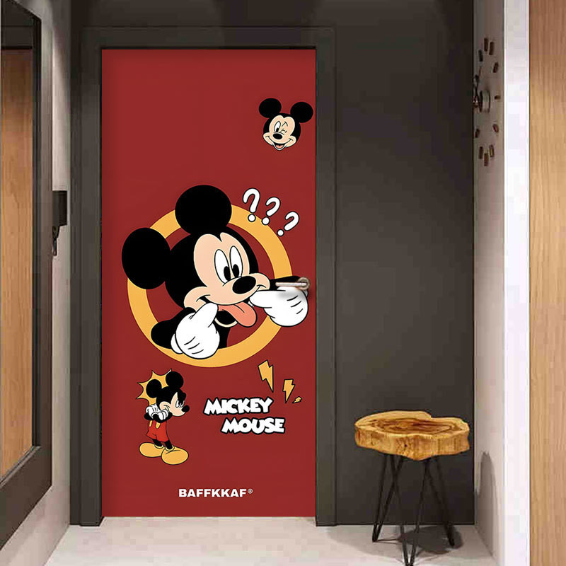 Tủ Quần Áo Disney Phòng Dán Trang Trí Chuột Mickey Cửa Trượt Sáng Tạo Cửa Tự Dính Tân Trang Hoạt Hình Dán Trẻ Em 4.15