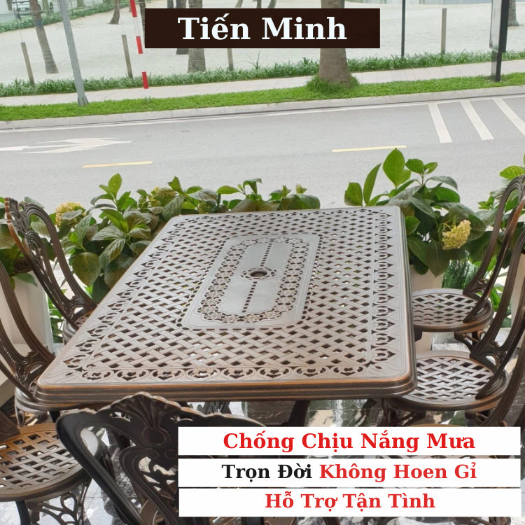 Bộ bàn ghế sân vườn ngoài trời HCN Bộ bàn ghế ban công ngoài trời nhôm đúc Bàn ghế ngoài trời - TM10