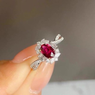 Nhẫn Bạc nữ Giả Moissanite 3 Karat Đá Quý Máu Đỏ Kim Cương Lớn Có Thể Điều Chỉnh Nhẫn Nữ Thiết Kế Sang Trọng Vàng Trắng Nhẫn Cưới Đính Hôn Và Cầu Hôn