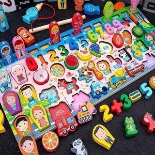 Bộ BẢNG SỐ VÀ CÂU CÁ nam châm bằng gỗ cho bé nhận biết