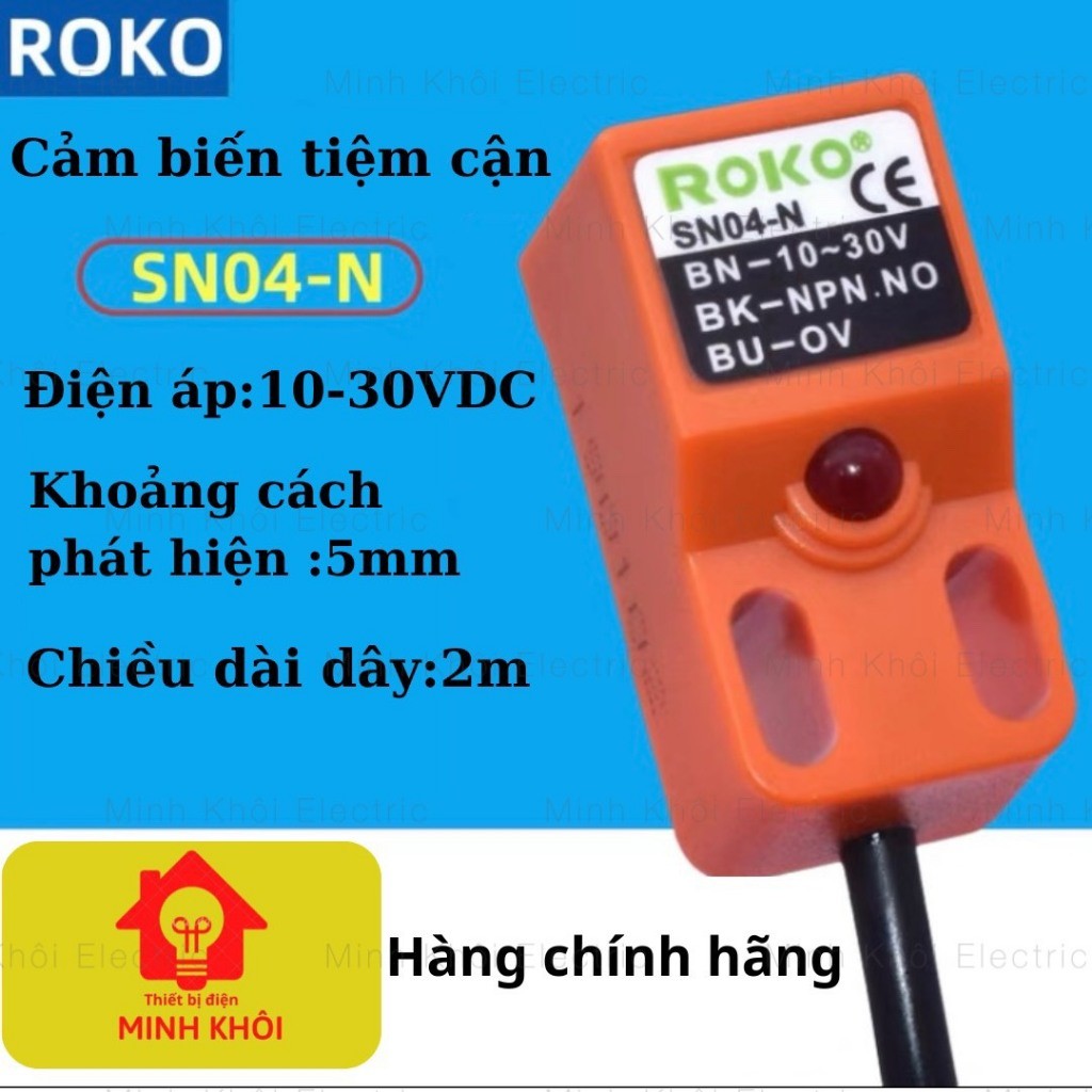 Cảm biến tiệm cận ROKO SN04,cảm biến kim loại tiệm cận, cảm biến quang ROKO SN04,cảm biến từ ROKO,cảm biến vuông ROKO SN
