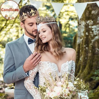 Csndices 2 Chiếc Prom King and Queen Crowns King Crowns dành cho nam Vương miện hoàng gia đính đá Vương miện nữ hoàng cho nữ Halloween Đám cưới Sinh nhật Tốt nghiệp VN