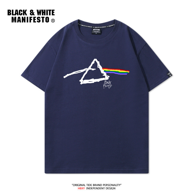 PinkFloyd PinkFloyd Áo thun ngắn tay Ping Floyd Rock Band Retro Loose Casual Nam Hợp thời trang