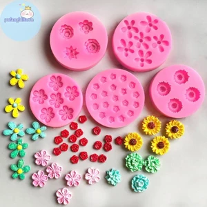 Pufangbliss Bộ sưu tập hoa đa phong cách Khuôn silicon DIY Bánh được trang trí bằng kẹo mềm dạng lỏng Khuôn nướng bánh nhà bếp VN