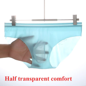 Phong Cách Mới Nam Mỏng Phong Cách Ice Silk Cảm Giác Thoáng Mát Liền Mạch Đàn Hồi Cao Thoải Mái U lồi Túi Quần Đùi Thanh Niên Khỏe Mạnh 3058-SJ