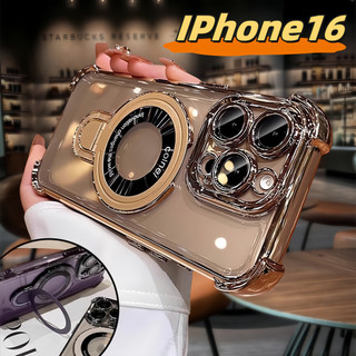 Giá đỡ xoay từ tính sang trọng mới 16 Pro Max Vỏ chống sốc túi khí tương thích cho iPhone 16 15 14 13 12 11 Pro Max 14plus 15plus 16plus 11pro với vỏ cứng trong suốt TPU chống bụi