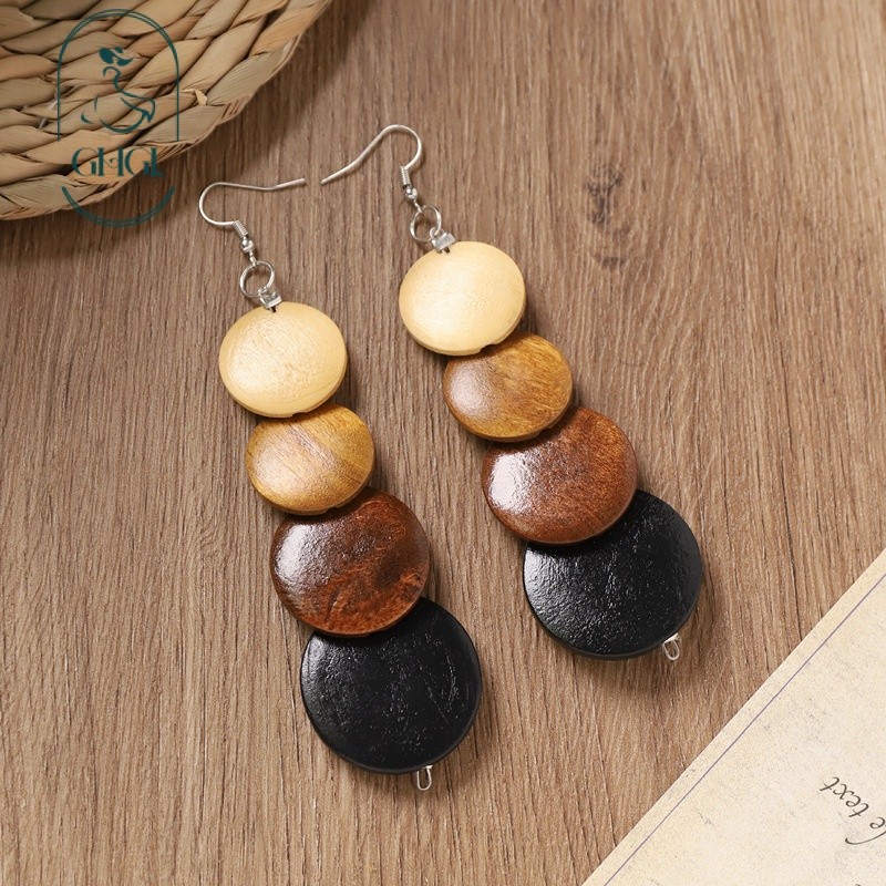 Ghgl❤️Bohemian Gỗ Xương Đòn Vòng Cổ Retro Merad Phong Cách Dân Tộc Bông Tai Niche Kỳ Lạ Kỳ Nghỉ Phong Cách Phụ Kiện Nữ