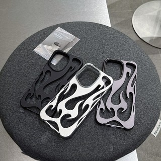 Ốp Điện Thoại Họa Tiết Ngọn Lửa 3D Mới Cho iPhone 16 15 13 12 11 14 ProMax 14 15 16 Plus Thời Trang Rỗng Mỏng Chống Sốc Bảo Vệ Mềm