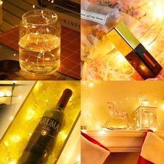 2m 5M 10M Đèn LED Dây 10M 5M Ngày Valentine Dây Bạc Cổ Tích Đèn Nhà Giáng Sinh Trang Trí Tiệc Cưới Bằng 3 * AA Hoạt Động Bằng Pin