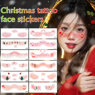 [Random1pc] Nhãn dán hình xăm mặt Giáng sinh - Đề can hình xăm hình ông già Noel nai sừng tấm chống nước - Đề can hình xăm giả trang điểm - Hình xăm giả thực tế - Sản phẩm trang trí Giáng sinh