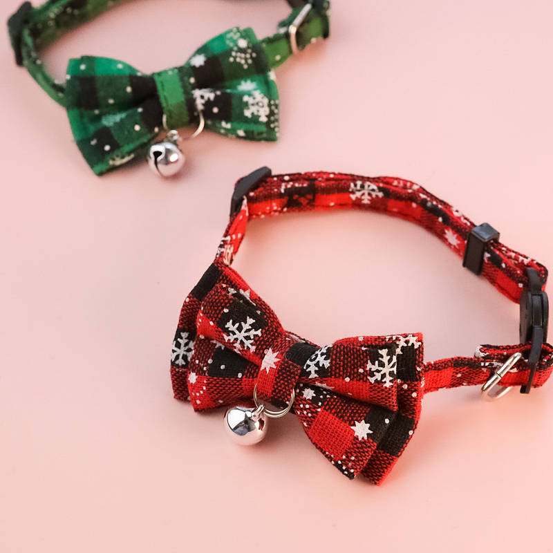 【Ready Stock】 Special Offer Christmas Bow Tie Pet Collar Santa Claus Cat Dog Bell Safety Buckle Ornament Decorative Bowknot 6e84