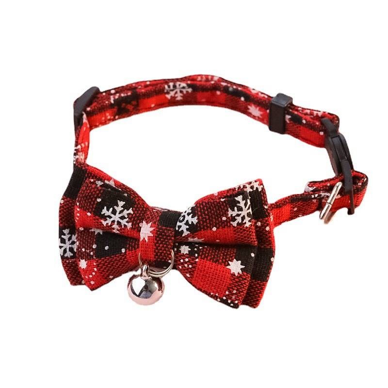 【Ready Stock】 Special Offer Christmas Bow Tie Pet Collar Santa Claus Cat Dog Bell Safety Buckle Ornament Decorative Bowknot 6e84