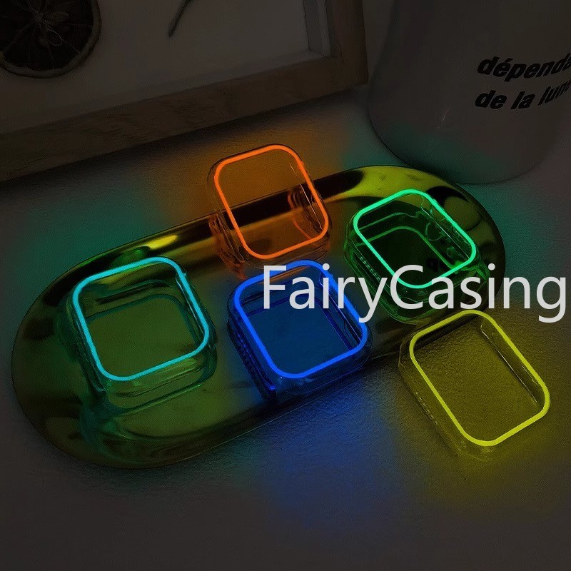Vỏ Dạ Quang Cho Apple Watch 46mm 42mm series 10 Ultra 2 49mm 45mm 44mm 41mm 40mm Khung Bảo Vệ Ốp Lưng PC Cứng Cho iWatch 9 8 7 6 5 SE S11 Ốp Lưng Accessorie