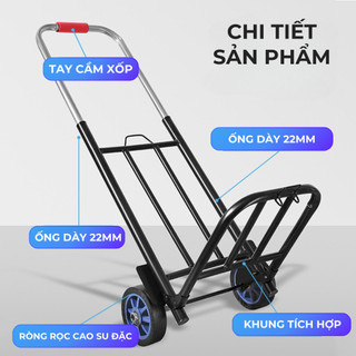 Xe Đẩy Gấp Gọn Đa Năng, Xe Đẩy Hành Lý, Xe Kéo Hàng Đi Chợ Khung Thép Chịu Lực Sơn Chống Gỉ