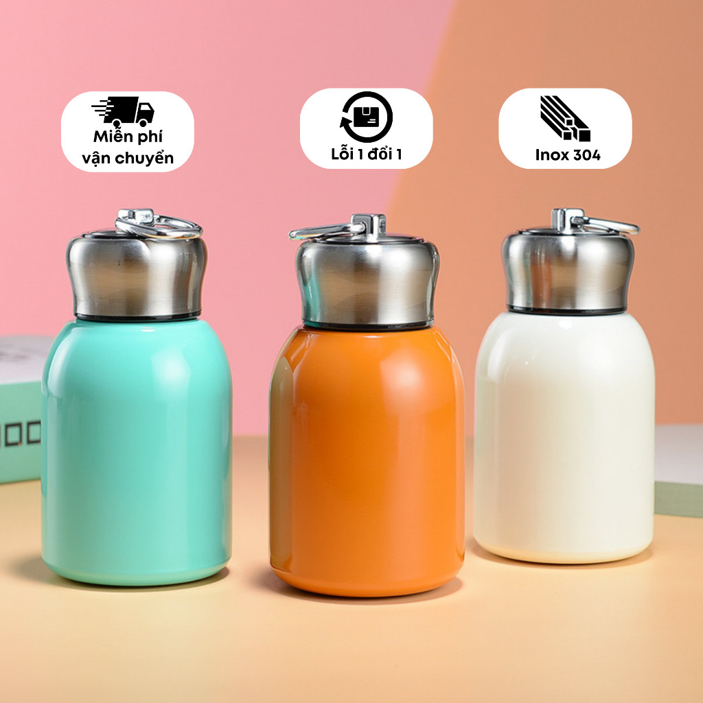 (Sỉ siêu rẻ) Siêu Xinh - Bình gữi nhiệt đựng Caffe 300ml .Bình Nước Giữ Nhiệt Mini 300ml IONX 304 CÓ QUAI XÁCH
