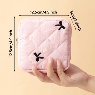 Túi đựng đồ trang điểm nhỏ COZYNEST, Túi đựng khăn ăn vệ sinh bằng vải Cotton, Túi ly hợp Mini nơ Coquette dành cho nữ