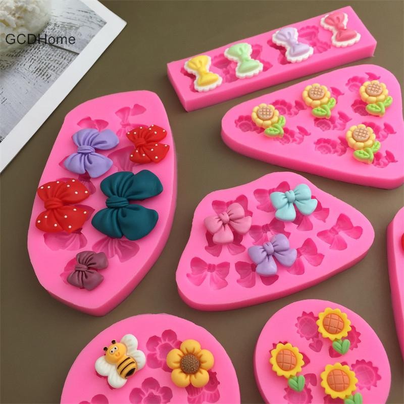 Gcdhome Hoạt Hình Dễ Thương Hoa Nơ Ong Fondant Khuôn Silicon DIY Cupcake Fondant Bánh Decorag Sôcôla Kẹo Nướng Khuôn Nóng