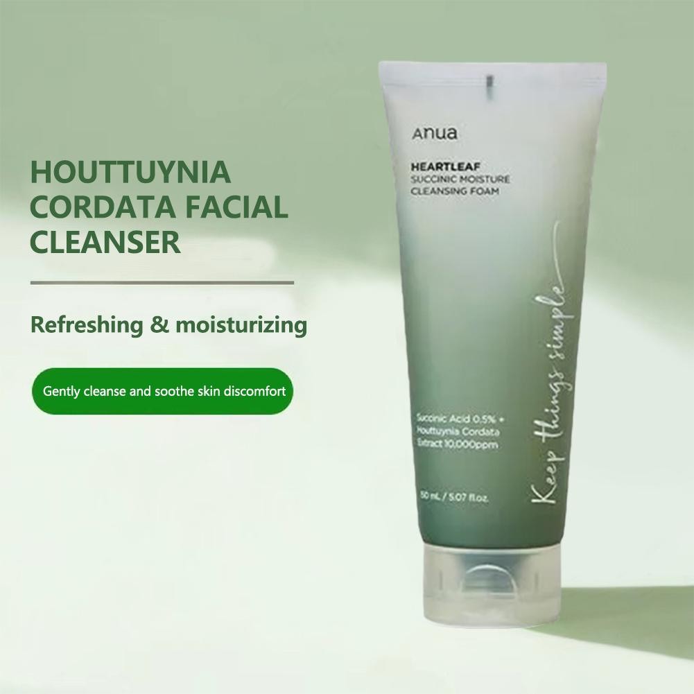Bọt làm sạch độ ẩm Succinic 150ml Sữa rửa mặt Houttuynia Cordata Làm sạch sâu với L0Y5