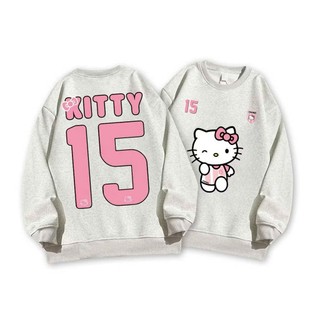 Áo Nỉ Sweater Form Rộng Bo viền màu Xám Trắng shin cute