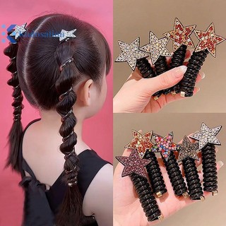 Kudosation Trẻ Em Mới Bé Gái Kim Cương Giả Pentagram Ngôi Sao Đuôi Ngựa Co Giãn Tóc Cao Su