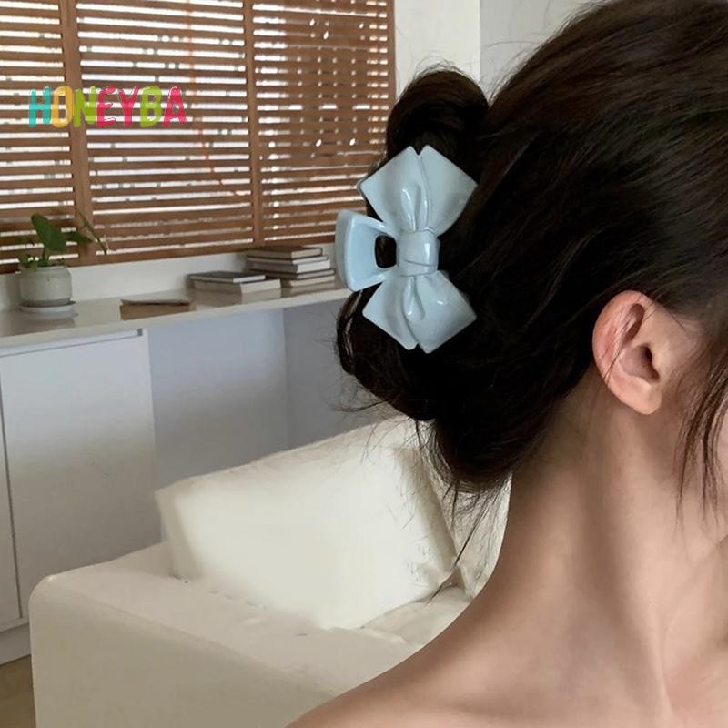 < Honeyba > Kem Ngọt Nơ Xanh Hình Học Ngôi Sao Năm Cánh Vuốt Tóc Cho Nữ Thanh Lịch Nơ Cua Barrettes Phụ Kiện Tóc