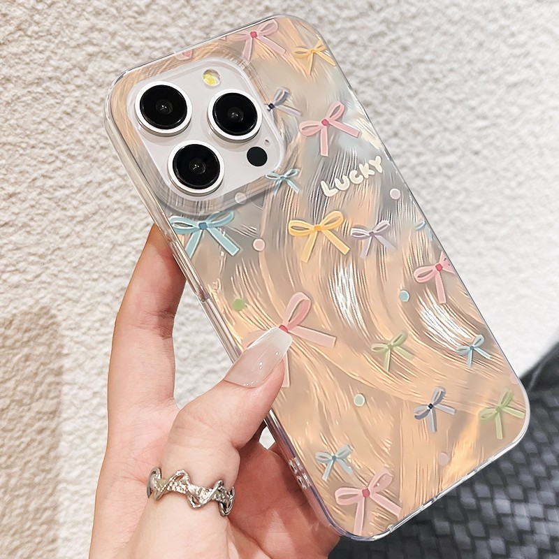 Ốp Lưng iPhone Nơ Màu Công Nghệ IMD - Chống Vân Tay| Tương Thích iPhone 16/15/14/13/12/11 Pro Max/XR/XS Max