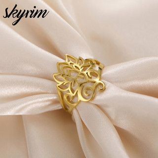 Nhẫn sen có thể điều chỉnh bằng thép không gỉ SKYRIM Titan Trang sức thanh lịch cho bạn bè
