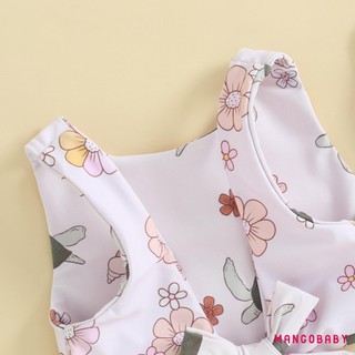 Mg-kids Girl Hai Mảnh Đồ Bơi Vỏ Mùa Hè / In Hoa Thắt Nút Tankini Và Quần Short Co Giãn Bộ Đồ Tắm Bikini