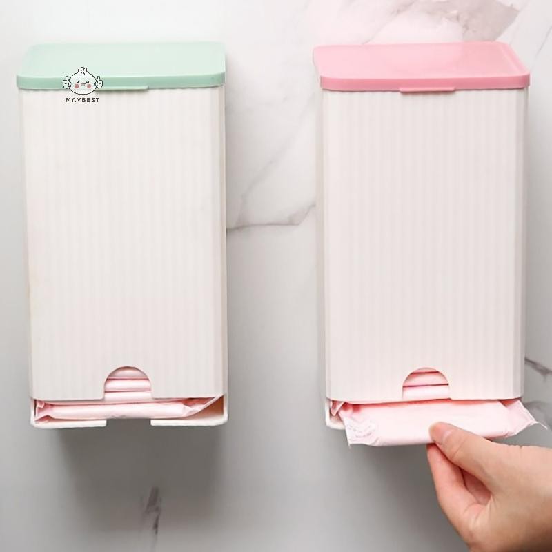 Maybest 1 Chiếc Treo Tường Băng Vệ Sinh Hộp Bảo Quản Khăn Giấy Và Cotton Hộp Bảo Quản Hộp Lật Đa Năng {VN}