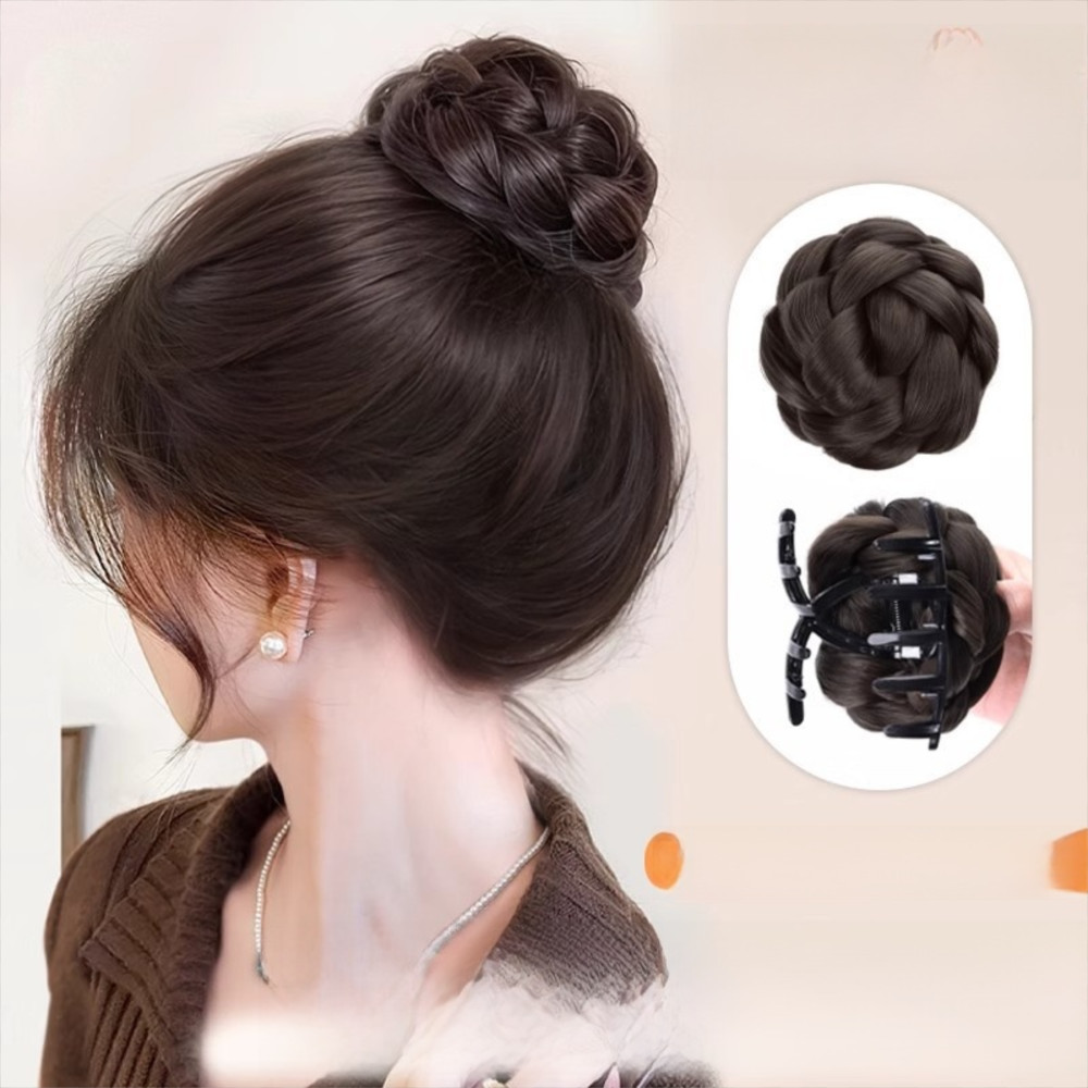 GETVOW Bun Head Tóc Giả Tổng Hợp Nâu Đen, Kẹp Móng Vuốt - Phong Cách Thanh Lịch Và Tự Nhiên