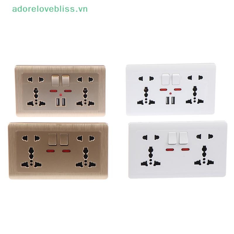 THÊM Ổ cắm điện treo tường Đa năng 5 lỗ 2.1A Cổng sạc USB kép Ổ cắm BSS