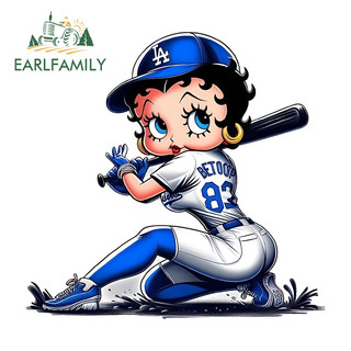 EARLFAMILY Cầu Thủ Bóng Chày Betty Boop Dán Xe Máy Windows Ván Trượt Vali Laptop Tắc Trầy Xước Đề Can Cá Tính Hàng Ô Tô