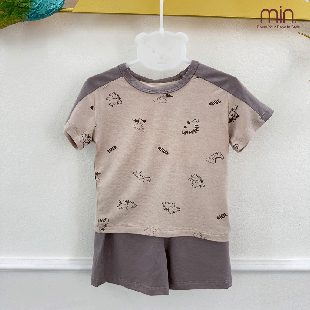Bộ Cộc Tay Bé Trai Anminaza Chất Vải Co Dãn,Mềm Mại,In Họa Tiết Dễ Thương - Hàng Chính Hãng AMI0336