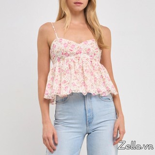 Dây đeo Spaghetti không tay dành cho nữ in hoa mùa hè Babydoll Tank Tops