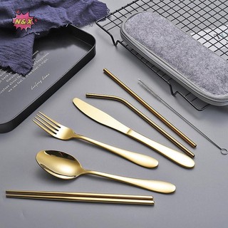 N & X Dao Kéo Túi Bảo Quản Bộ Đồ Ăn Vải Dây Kéo Thiết Kế Túi Nĩa Thìa Đũa Văn Phòng Cắm Trại Du Lịch Hộp Đựng Đồ Dùng.