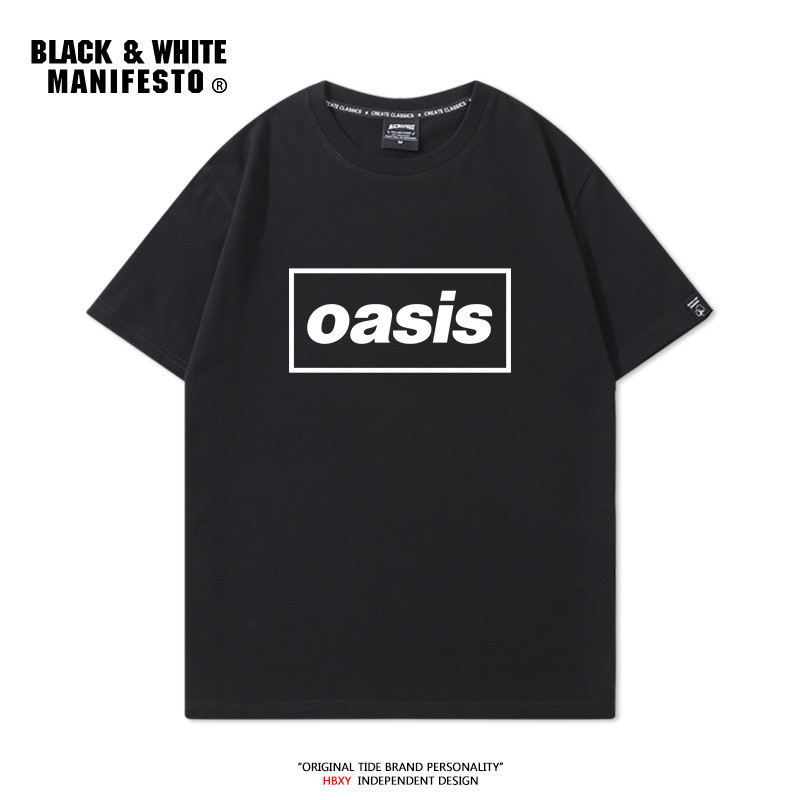 Oasis Oasis Ban Nhạc In Hình Áo Thun Nữ Tay Ngắn Nam Nữ Cotton Nguyên Chất Retro Rock Rời Đáy Thường Ngày Xu Hướng Mùa Hè