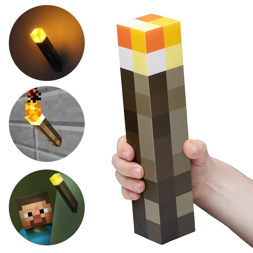 2 Chiếc Minecraft Đèn Pin 4 / 7 Màu Sắc Thế Giới Của Tôi Trò Chơi Sạc Đêm LED Đèn Pin USB Sạc Trang Trí Phòng Ngủ Quà Tặng Cho Trẻ Em
