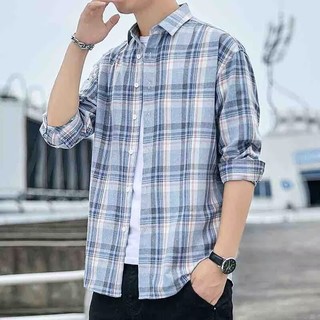 Áo sơ mi kẻ sọc dài tay dáng rộng thời trang cho nam